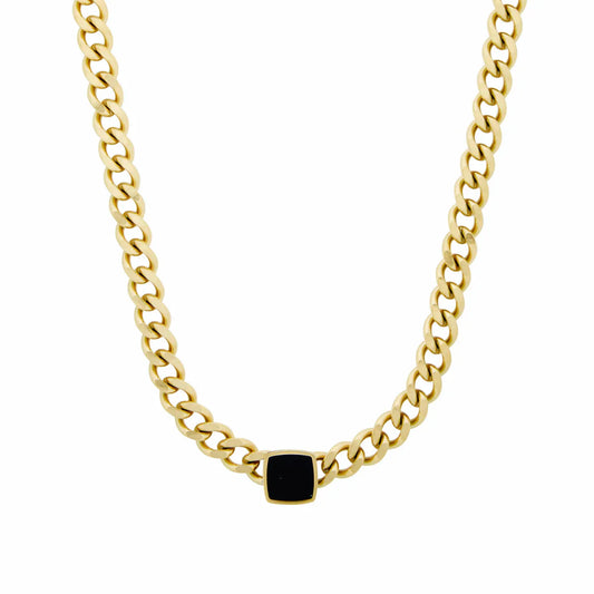 Collier Pierre Onyx Plaqué Or 18K