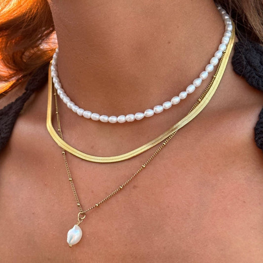 Collier triple mix plaqué or